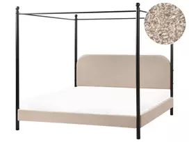 Lovos su baldakimu Boucle DANNEMOIS 180 x 200 cm smėlio spalvos
