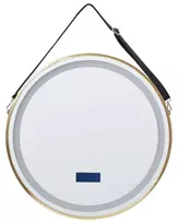 LED vonios veidrodis DAROIS 60 cm x 60 cm su integruotu Bluetooth garsiakalbiu, auksinis