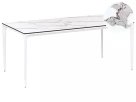Sodo stalas SOVARETO 180 cm 90 cm Marmuro efektas Baltas marmuras