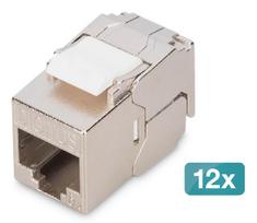Digitus CAT 6A compact keystone module, shielded, tool-free mounting connection, 12 pcs.