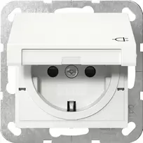 Kištukinis lizdas Schuko GIRA System 55, baltas, IP44, 220–250 V, 50/60 Hz, gylis 32 mm