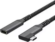USB-C ilginimo laidas USB-C > USB-C lizdas 3.2 90° PD Textil 1,5m (FL31-74016)