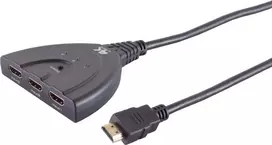ShiverPeaks Professional HDMI Switch 3x1, 0,5 m kabelis, 4K 60 Hz, juodas