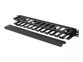 Lanberg 19 colių kabelių valdymo panelė 1U, A tipas, plastikinė | AK-1703-B | Juoda