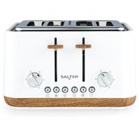 Salter Tosteris EK5823WHTVDE, 1630W, 4 riekelės, balta/medinė, atšildymas, nuimamas trupinių padėklas, pakartotinis šildymas