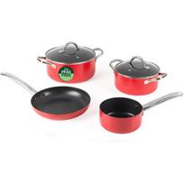 Russell Hobbs Riviera 4 dalių keptuvių rinkinys RH03821, raudonas/juodas, aliuminis, 4 vnt., tinka visoms viryklėms, nelipnus