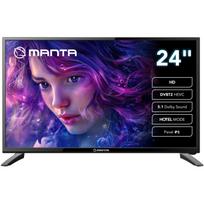 Manta televizorius MATV001LHN24, 24 colių, 1366x768, IPS, DVB-T2/HEVC, 2xUSB, 1xHDMI, 1xMini AV, 2x3W, 1000:1, 60Hz, 6.5ms