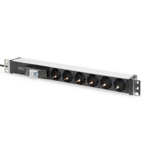 Listwa zasilająca PDU 19" Rack, 6x gniazdo schuko, 2.0m, 1x wtyk unischuko, 16A, wyłącznik nadprądowy, Profil aluminiowy
