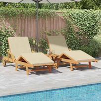 Saulės gultas 2 pcs Smėlio 200 x 67 x 84 cm