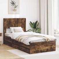 Lovos rėmas su saugojimu ir nugara Dūminio ąžuolo 90 x 200 cm