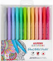 Flomasteriai ALPINO Color Exp. Pastel, 12 sp., dvipusiai