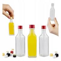 10x 50ml Stiklinės Kampuotos Buteliukai Mini do Dovanos, Vestuvių, Likerių