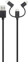 Xqisit kabelis Combo USB A -microUSB/USB-C/lightning juoda/juodas 29979