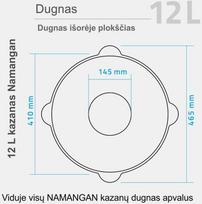 Užbekiškas poliruotas kazanas 12L | apvalus dugnas (Namangan) su juodu dangčiu