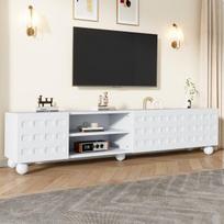 TV spintelė, 200x40x44 cm, 3 durys, iki 80 colių TV, balta, 1 vnt