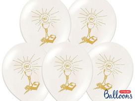 Balionai 27 cm Holy Communion Pastel, balti, 6 vnt.