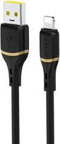 Dudao L25L 30W USB-A - Lightning laidas su minkštu silikoniniu pynimu Lightning 1m - juodas