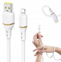 Dudao L25L USB-A - Lightning laidas 1m 30W su minkštu silikoniniu pynimu - baltas