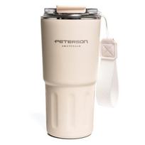 Nerūdijančio plieno termo puodelis be BPA su šiaudeliu Peterson, smėlio spalvos, 600 ml