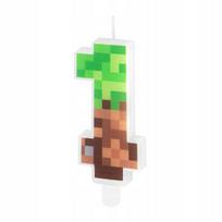 Torto žvakutė "pikseliai" skaičius 1, "minecraft" motyvas
