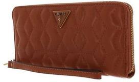 Guess, Elenia, Textile Wallet, SLG Large Zip, Cognac, For Women