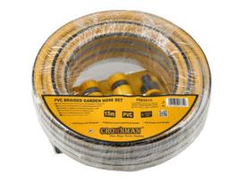 15 m 1/2" PVC pluoštu sutvirtinta sodo žarna ir jungčių rinkinys