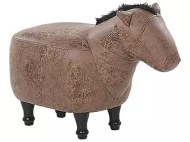 Gyvūno formos pufas HORSE dirbtinė oda šviesiai rudas arkliukas