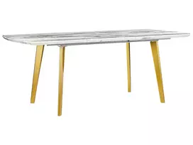 Išskleidžiamas valgomojo stalas MOSBY, marmuras / auksinė spalva, 160/200 cm, 90 cm