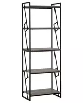 Knygų lentyna 5 lentynų FORRES 184 cm ruda/juoda