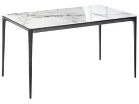 Valgomojo stalas JOLLEIN baltas marmuras 140 cm 80 cm stiklas