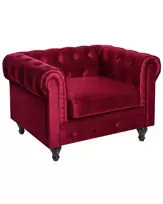 Fotelė CHESTERFIELD aksominė burgundiška