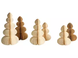 6 kalėdinių dekoracijų rinkinys RANELVA Eglutė 14/19/25 cm Ruda/ smėlio spalva