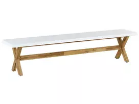 Sodo suoliukas OLBIA 200 cm betono spalvos baltas