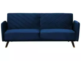 Išskleidžiama sofa 3 vietų SENJA, veliūras, tamsiai mėlyna