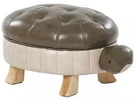 Gyvūno formos pufas TURTLE iš dirbtinės odos, tamsiai žalias vėžlys