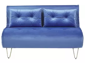 Dvivietė sofa lova VESTFOLD veliūrinė, tamsiai mėlyna