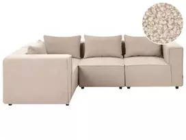 Modulinė sofa AXEBO, 4 vietų, dešininė, smėlio spalvos „Boucle“ audinys