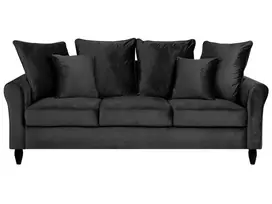 Trivietė sofa BORNHOLM, veliūrinė, juoda
