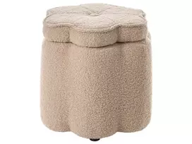 Vaikiškas pufas su daiktadėže FLOWER Boucle smėlio spalvos gėlė