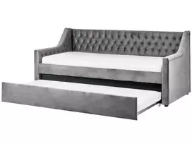 Ištraukiama lova veliūrinė MONTARGIS 90 x 200 cm šviesiai pilka