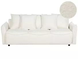 Trivietė sofa-lova KRAMA, boucle balta su patalynės dėže