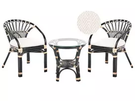 Balkono baldų komplektas su pagalvėlėmis PECORINI Rattan juodas