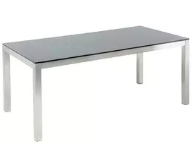 Sodo stalas GROSSETO 180 cm 90 cm Grūdintas stiklas Juodas