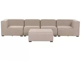 4 vietų modulinė sodo sofa su pufu AREZZO smėlio spalvos