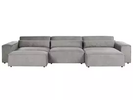 5 vietų modulinė kampinė sofa HELLNAR kairinė pilka su otomana