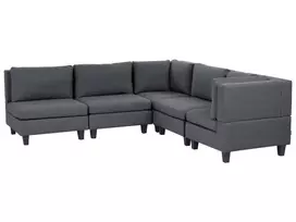 Modulinė kampinė sofa 5 asmenims UNSTAD kairinė tamsiai pilka