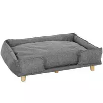 PawHut šunų sofa, sofa naminiams gyvūnėliams, lova augintiniams, nuimama ir skalbiama pagalvėlė, natūrali + tamsiai pilka