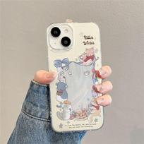 Cute Cartoon Cat iPhone Case for Apple 15, 14 Pro, 13, 12, 11 - Anti-Fall Hard Shell with Feather Yarn Design iPhone 15 Plus