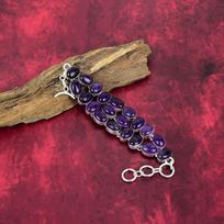 Ametisto apyrankė Brangakmenių papuošalai, 925 prabos sidabro apyrankė, Dovana moterims Rankų darbo apyrankė Adjustable with 8 inches