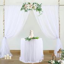 2 vnt. fono užuolaidos Vestuvių organza permatomas krištolo tiulio ritininis siūlas organzos audinys Vestuvių vakarėlio fonas Kūdikių dušo dekoras 2pcs